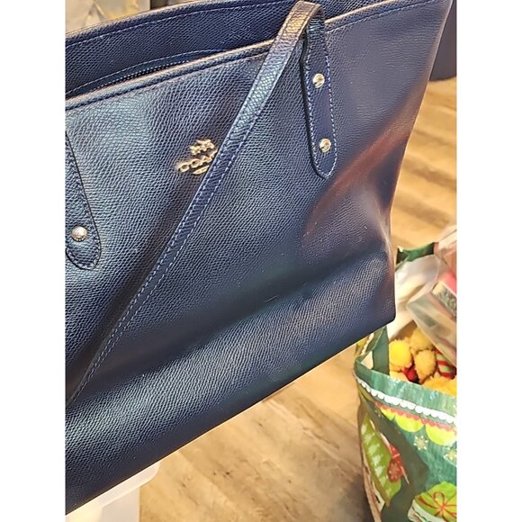 COACH Dark Blue  Leather Tote Bag Large Handled - Picture 8 of 10